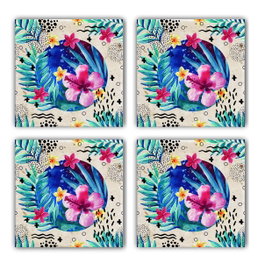 Hermia Juego de 4 Posavasos de Piedra Natural Multicolor